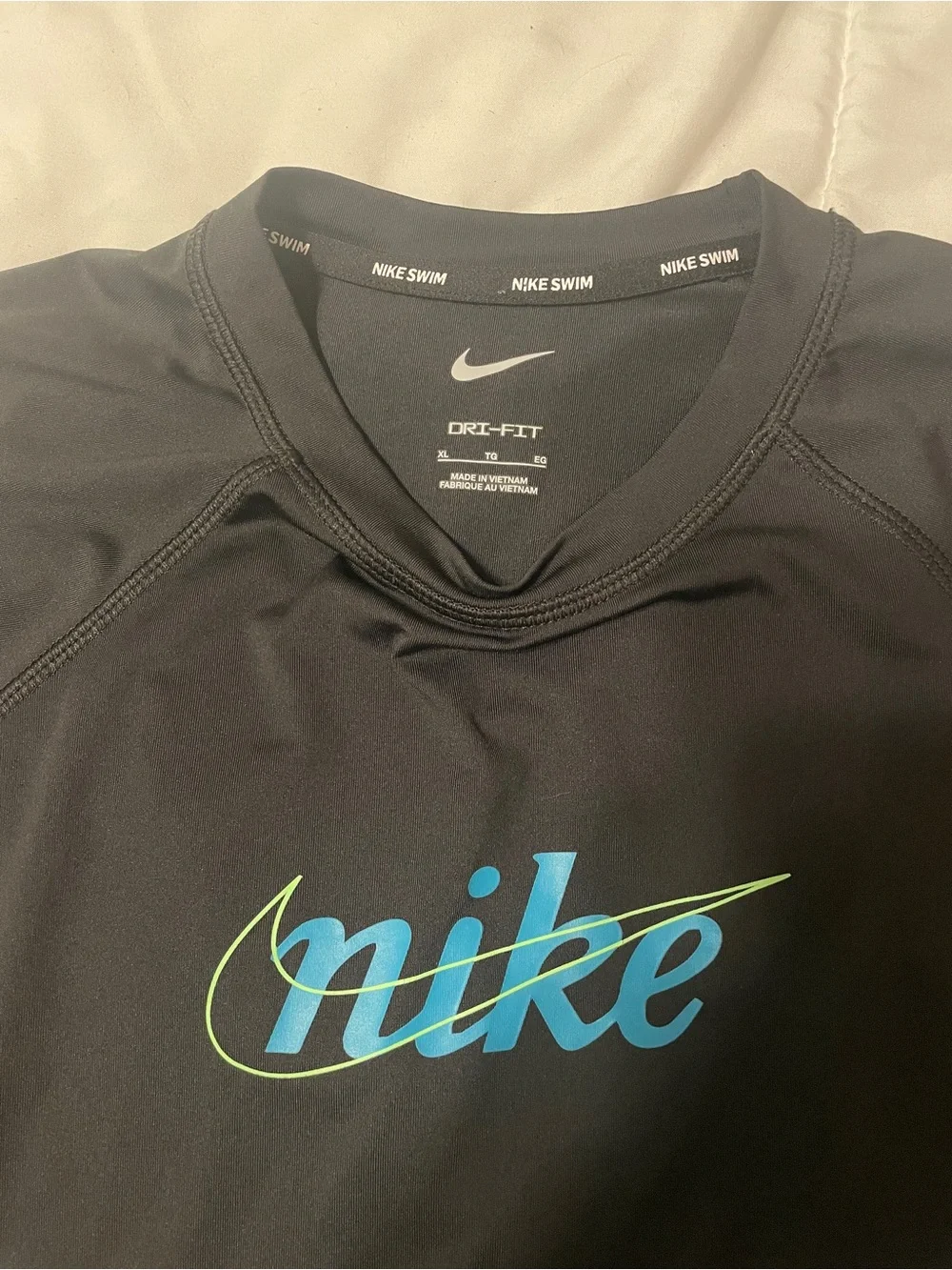 Nike Black Dri-FIT Long Sleeve Tee with Blue & Green Logo
